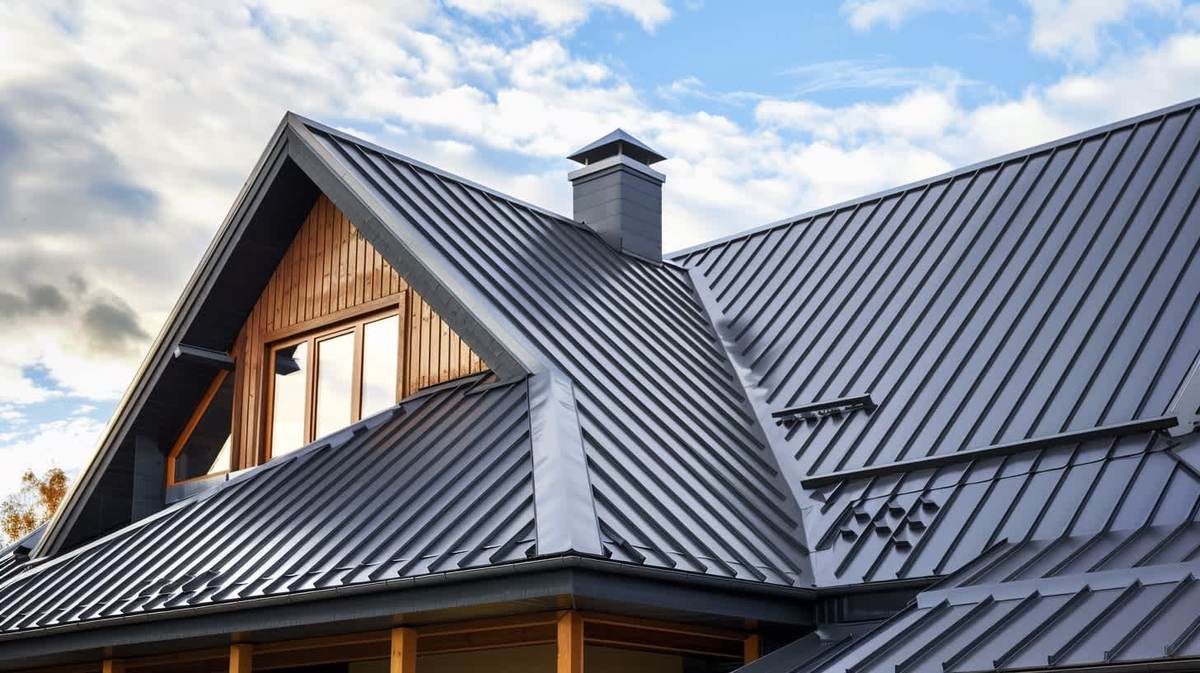 Çamdibi EPDM Kauçuk Çatı – antrasit kenet sistem metal çatıyla kaplanmış müstakil ev